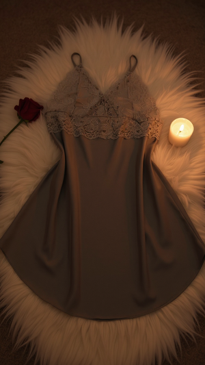 Nightdress 106 - Elegant Satin Nightgown with Delicate Lace Details Erotica