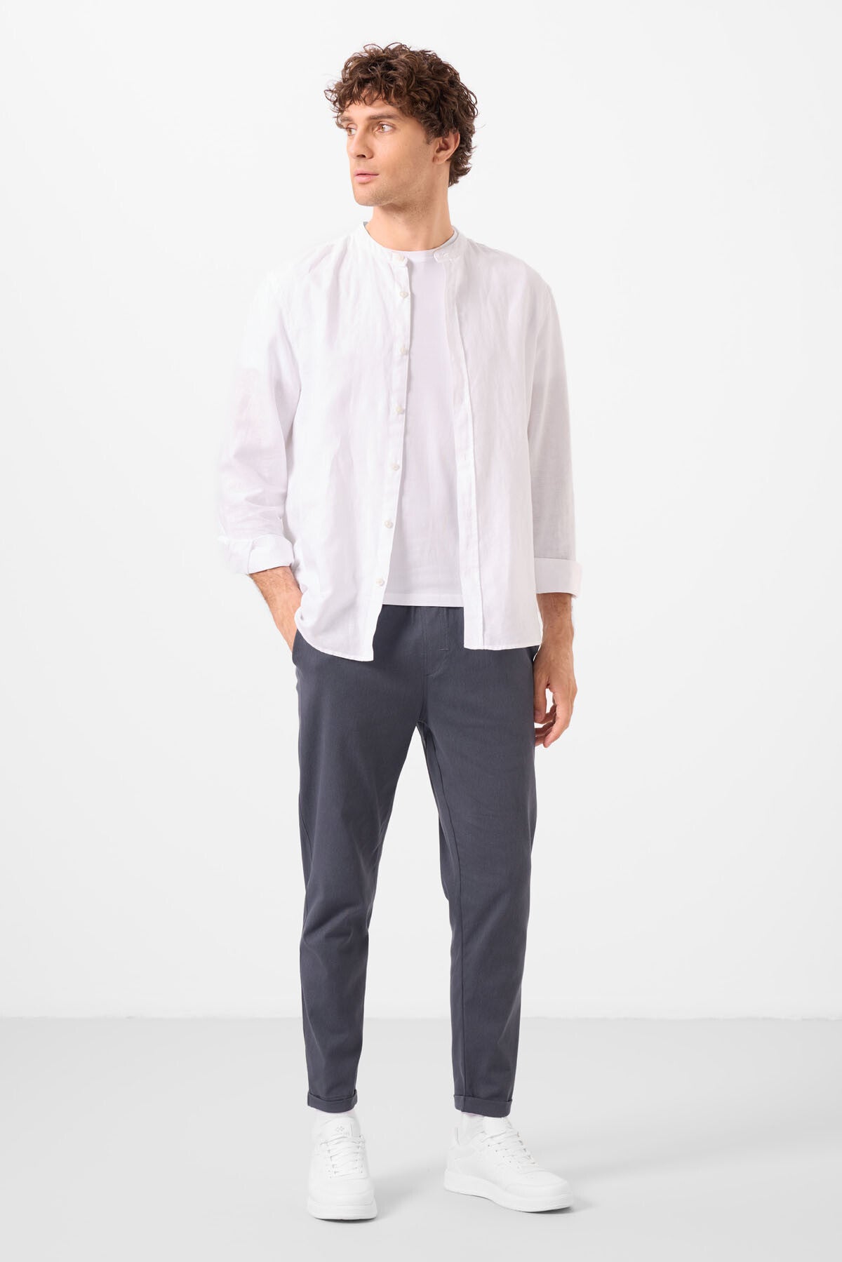 standart fit dokuma hafif esnek chino erkek pantolon - 82178 - Justyol