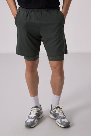 polyester ince yumuşak standart fit erkek taytli şort - 81287 - Justyol