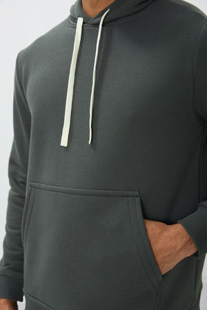 pamuklu kalin içi tüylü yumuşak dokulu comfort fit nakişli erkek sweatshirt - 88419 - Justyol