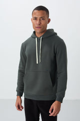 pamuklu kalin içi tüylü yumuşak dokulu comfort fit nakişli erkek sweatshirt - 88419 - Justyol