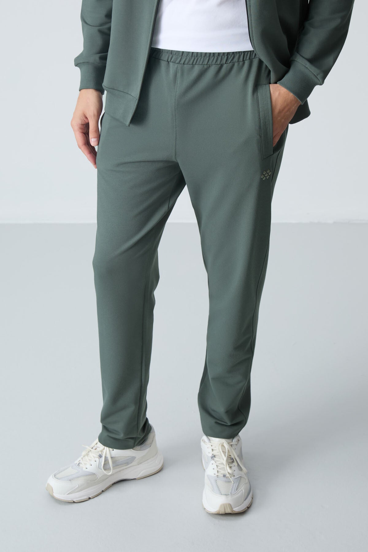 lacivert pamuklu kalin yumuşak dokulu comfort fit basic erkek eşofman takim - 85260 - Justyol