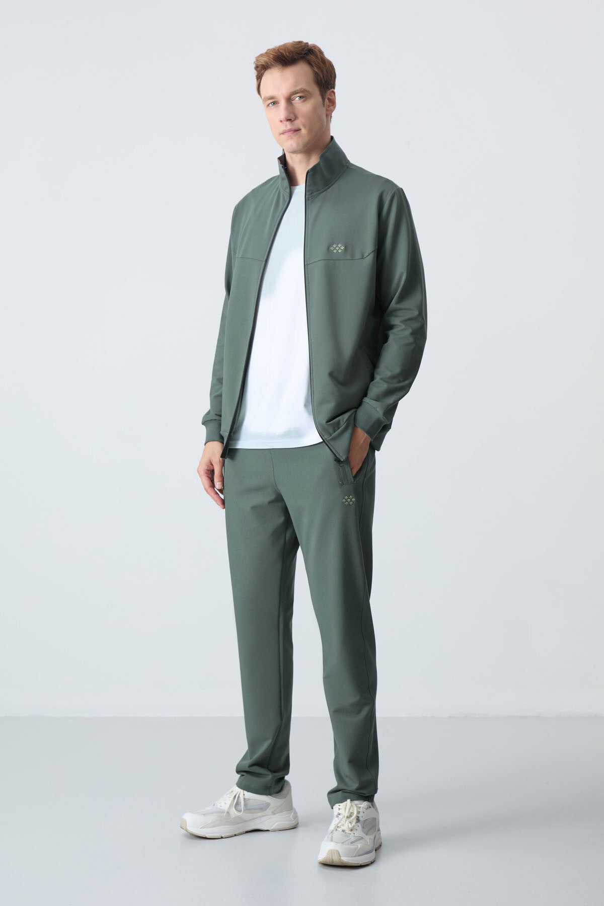 lacivert pamuklu kalin yumuşak dokulu comfort fit basic erkek eşofman takim - 85260 - Justyol