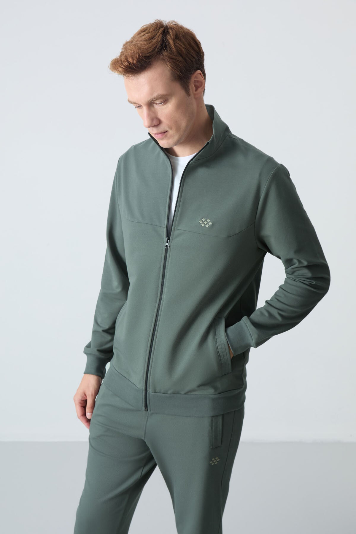 lacivert pamuklu kalin yumuşak dokulu comfort fit basic erkek eşofman takim - 85260 - Justyol