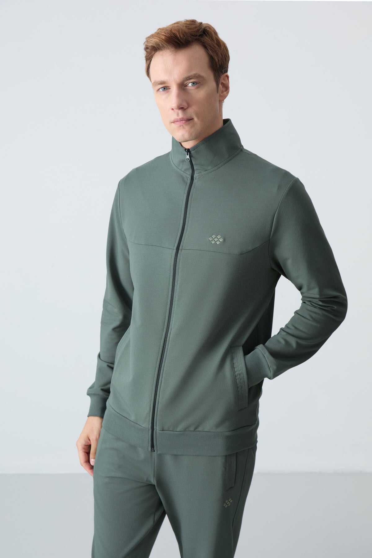 lacivert pamuklu kalin yumuşak dokulu comfort fit basic erkek eşofman takim - 85260 - Justyol