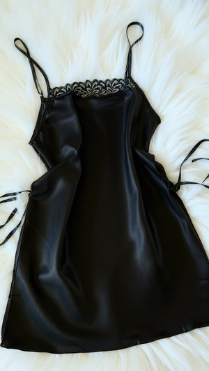 Nightdress 126 -Glam Satin Nightgown with Feminine Lace Trim Erotica