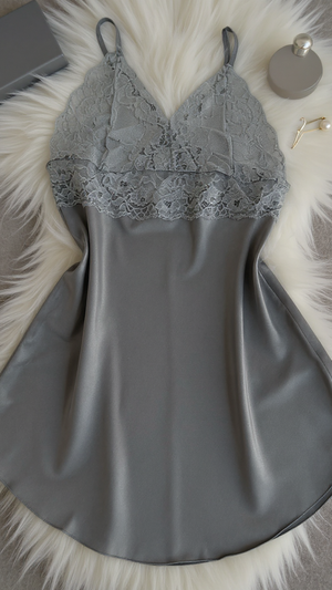 Nightdress 106 - Elegant Satin Nightgown with Delicate Lace Details Erotica