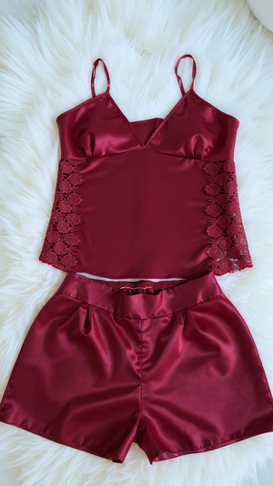 Nightsuit 138 -Satin Sleep Set with Delicate Lace Sides Erotica