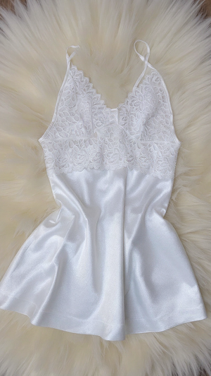 Nightdress 118 -Satin Nightgown with Refined Lace Detailing Erotica