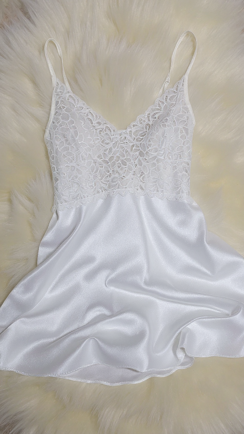 Nightdress 118 -Satin Nightgown with Refined Lace Detailing Erotica