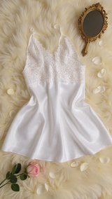 Nightdress 118 -Satin Nightgown with Refined Lace Detailing Erotica