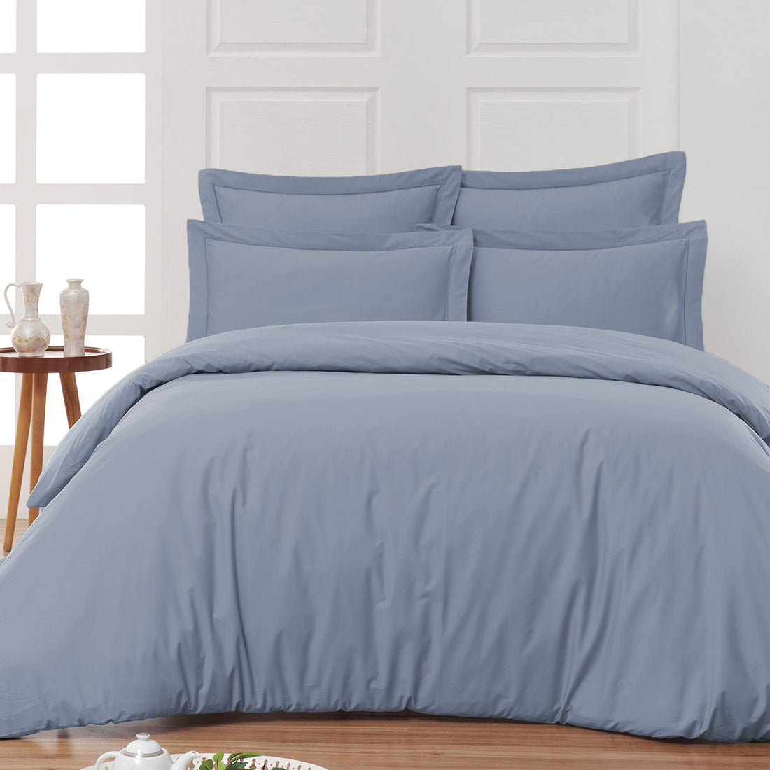 Housse de lit coton satiné 300 fils - 4 pièces (sans couette)