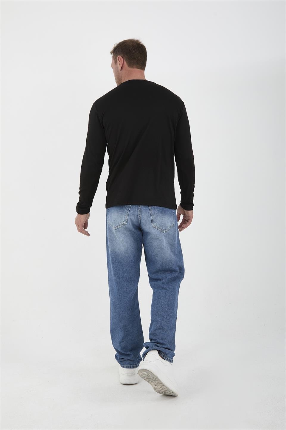 interlok kumaş ince uzun kollu erkek sweatshirt - Justyol