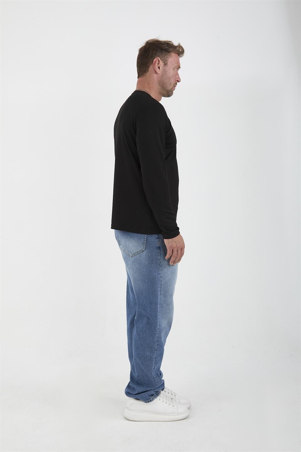 interlok kumaş ince uzun kollu erkek sweatshirt - Justyol