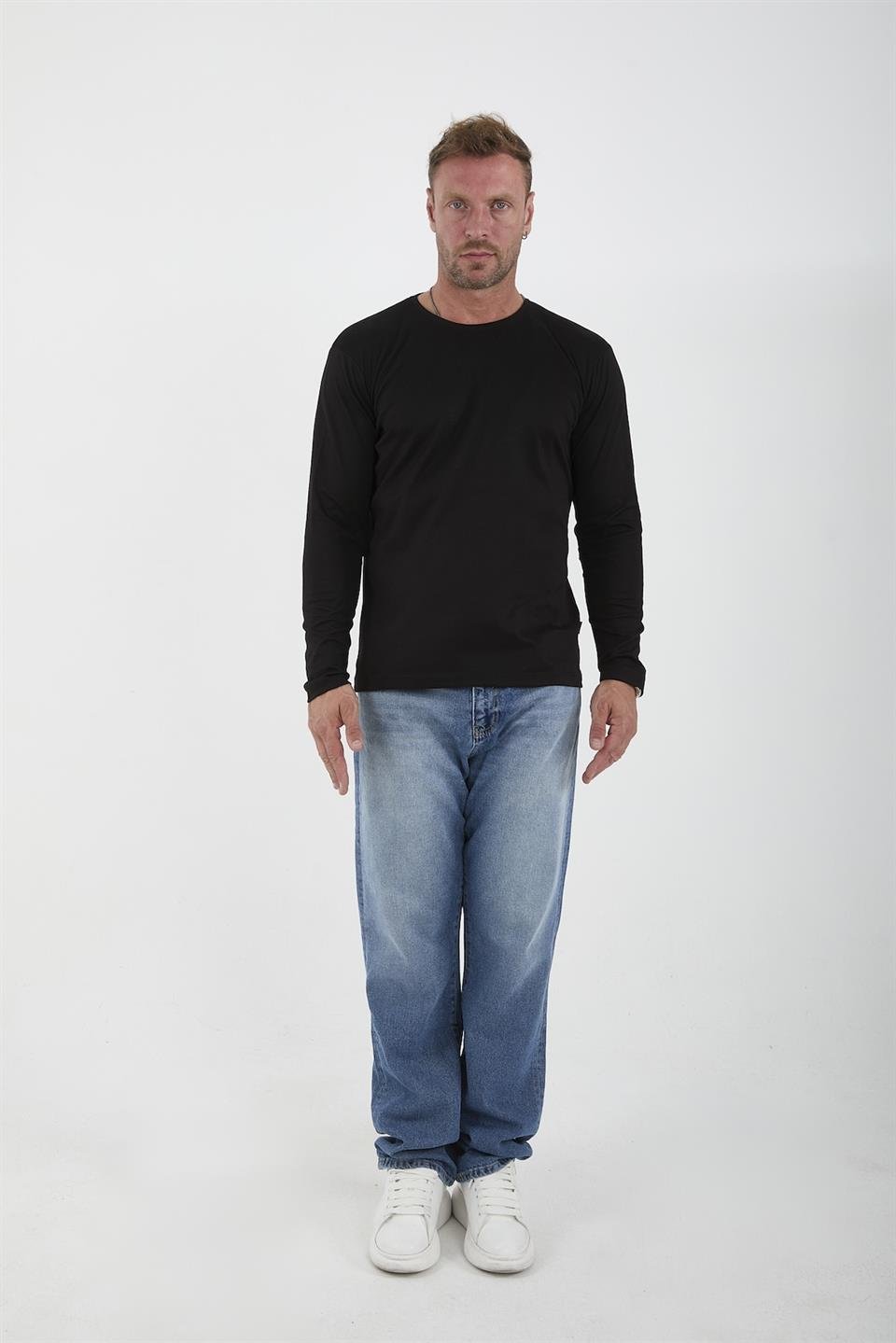 interlok kumaş ince uzun kollu erkek sweatshirt - Justyol