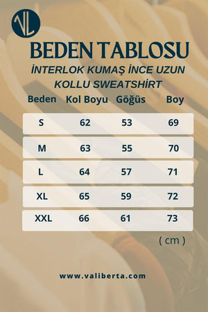 interlok kumaş ince uzun kollu erkek sweatshirt - Justyol