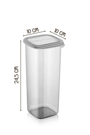 12'li Jumbo Boy Etiketli Square Kare Erzak Saklama Kabı Seti 1700 ml - Sert Kapak Büyük Kavanoz - Justyol