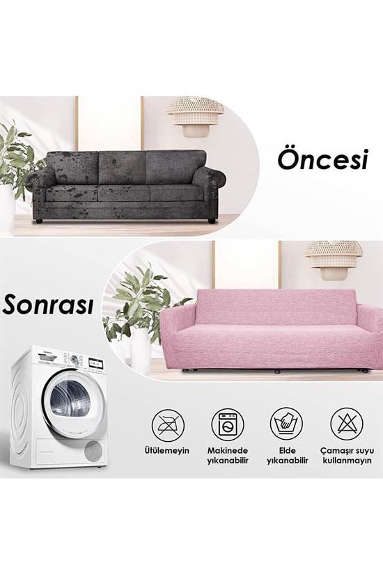 jakarli 3 kişiliklastikli kanepe örtüsü | lastikli koltuk örtüsü | koltuk kilifi - Justyol