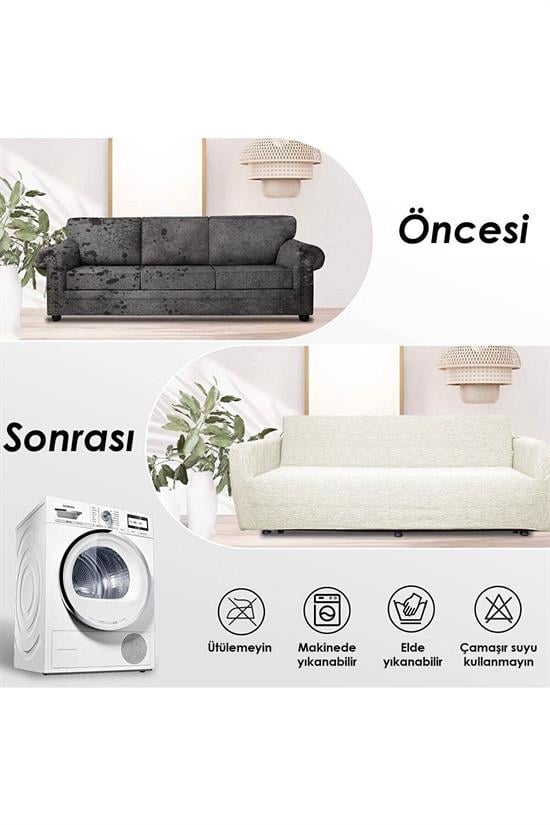 jakarli 3 kişiliklastikli kanepe örtüsü | lastikli koltuk örtüsü | koltuk kilifi - Justyol