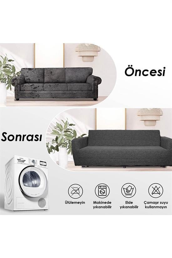 jakarli 3 kişiliklastikli kanepe örtüsü | lastikli koltuk örtüsü | koltuk kilifi - Justyol
