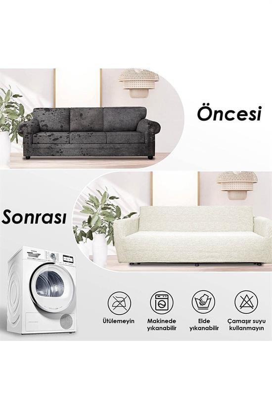 jakarli 3 kişiliklastikli kanepe örtüsü | lastikli koltuk örtüsü | koltuk kilifi - Justyol