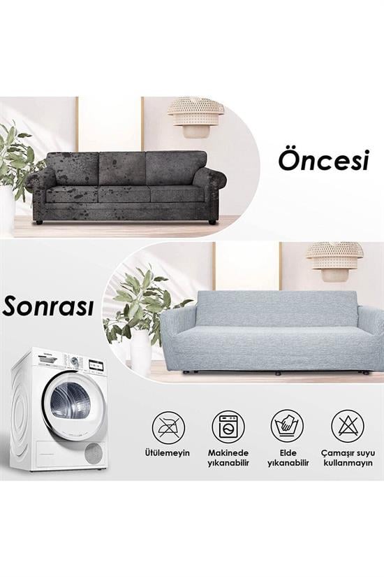 jakarli 3 kişiliklastikli kanepe örtüsü | lastikli koltuk örtüsü | koltuk kilifi - Justyol