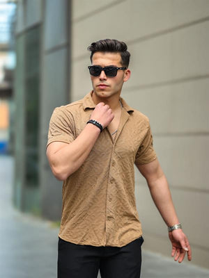 Jakarlı Çubuk Desenli Fit Gömlek - Justyol