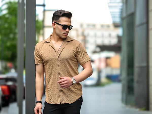 Jakarlı Çubuk Desenli Fit Gömlek - Justyol