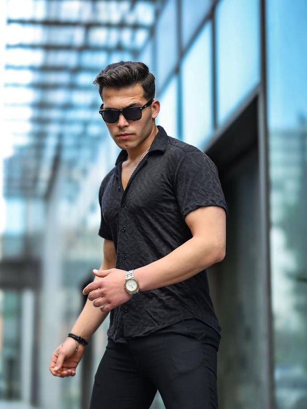 Jakarlı Çubuk Desenli Fit Gömlek - Justyol