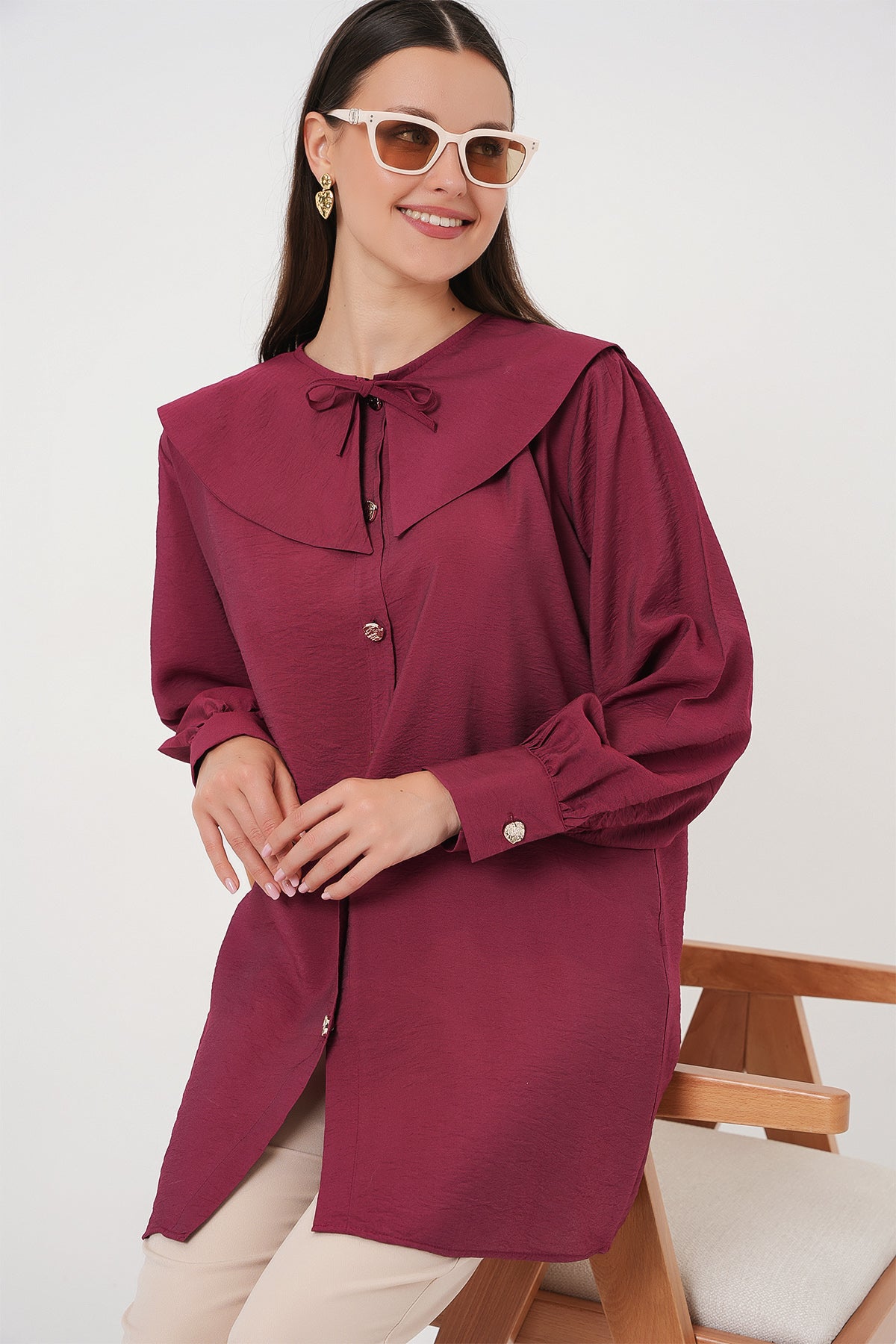 kadin bebe yaka uzun tunik 5967 - Justyol