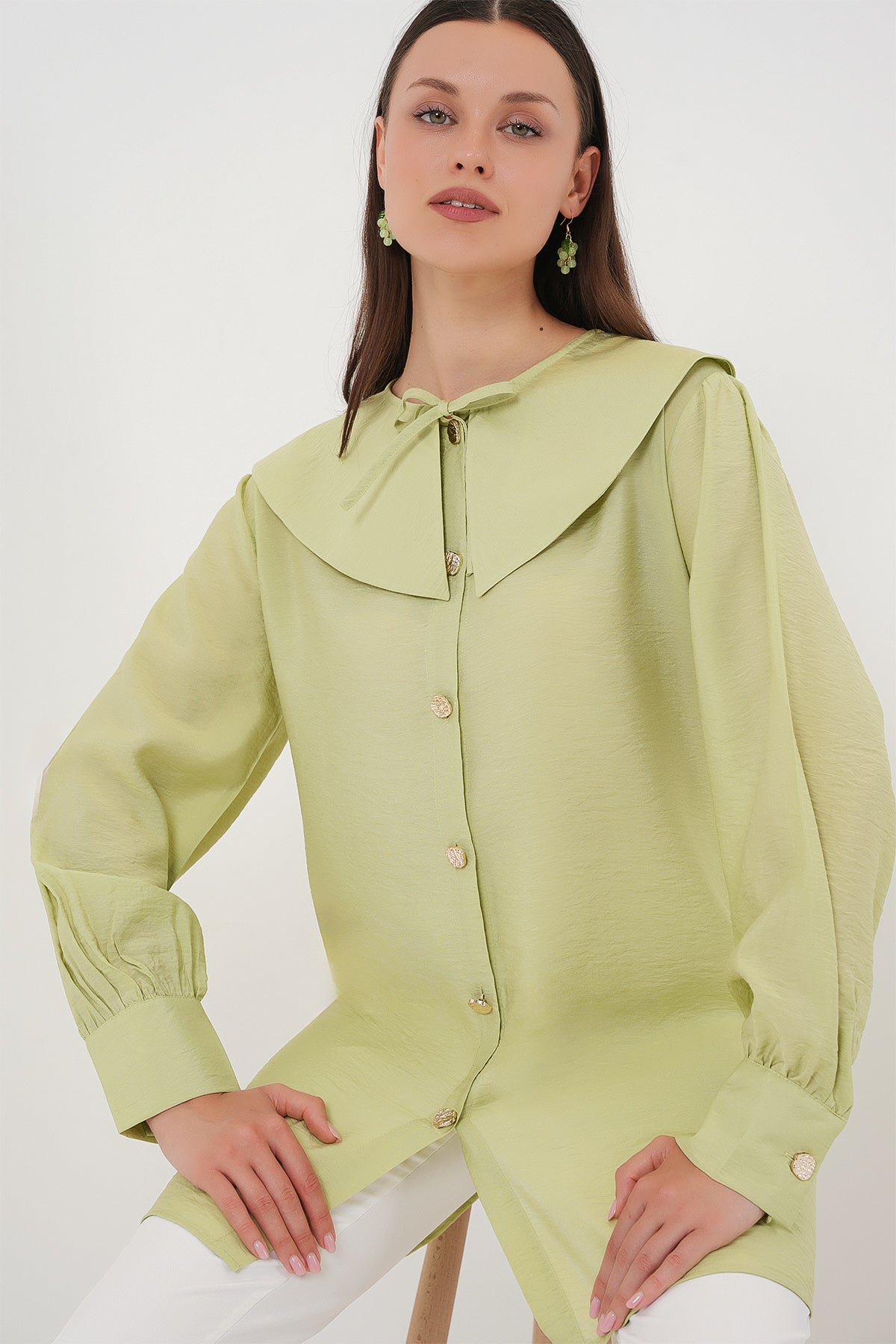 kadin bebe yaka uzun tunik 5967 - Justyol