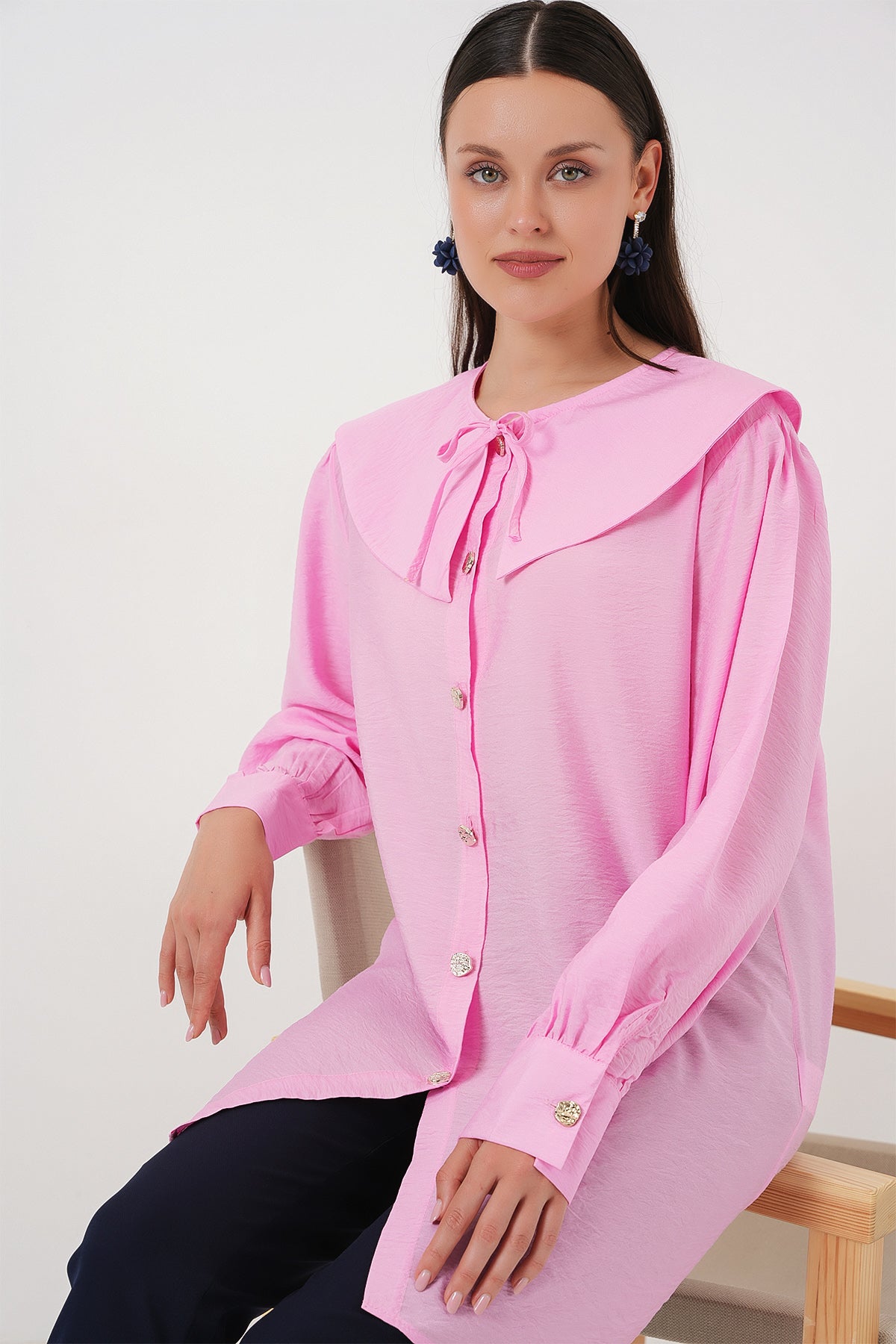 kadin bebe yaka uzun tunik 5967 - Justyol