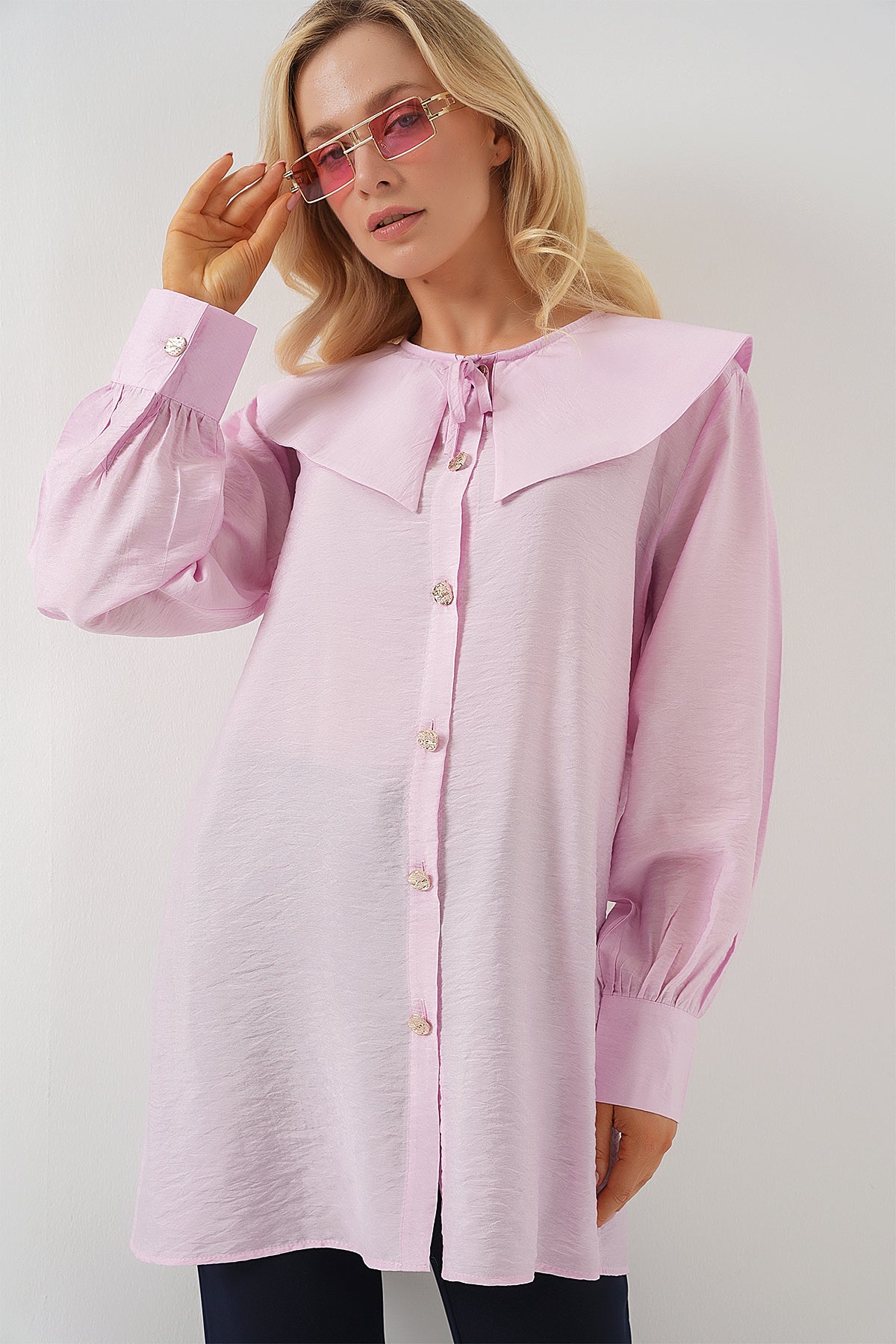 kadin bebe yaka uzun tunik 5967 - Justyol