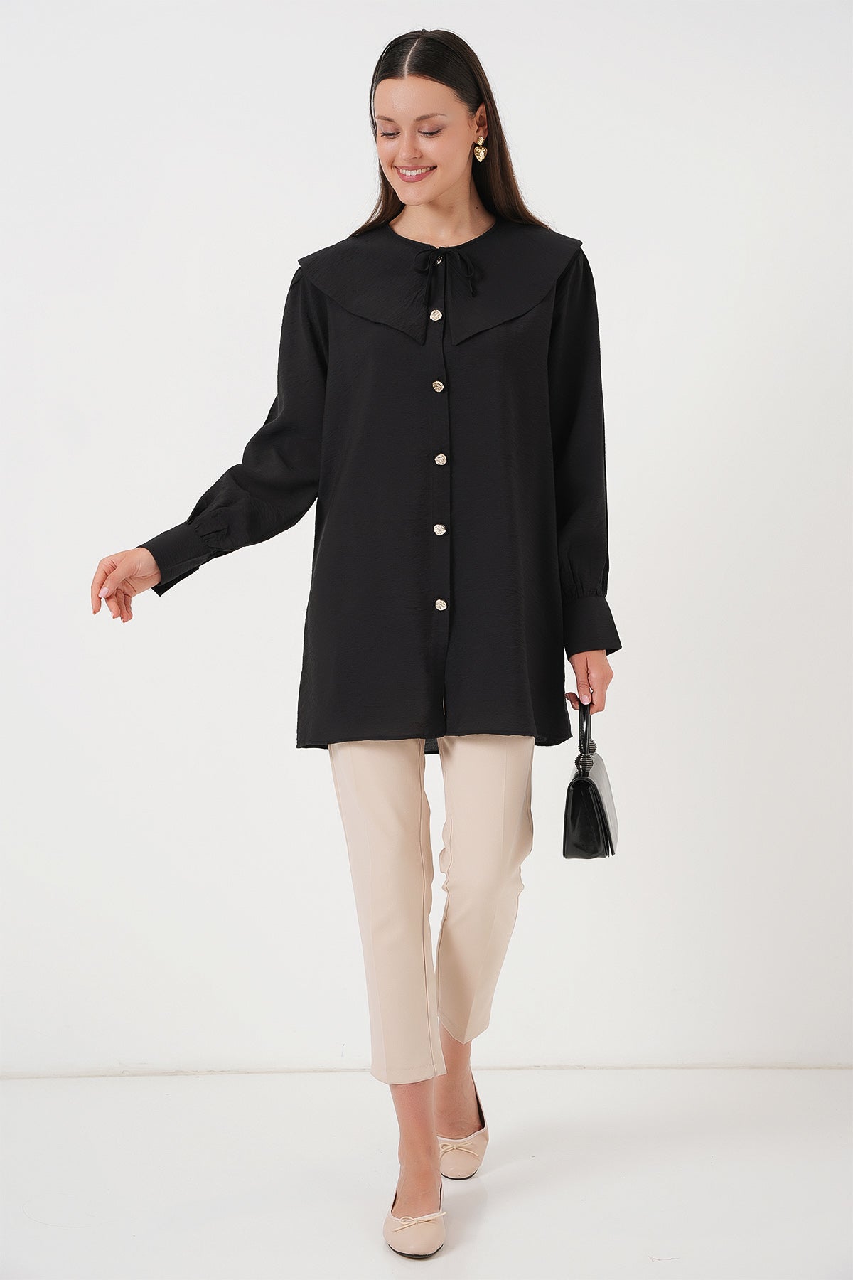 kadin bebe yaka uzun tunik 5967 - Justyol