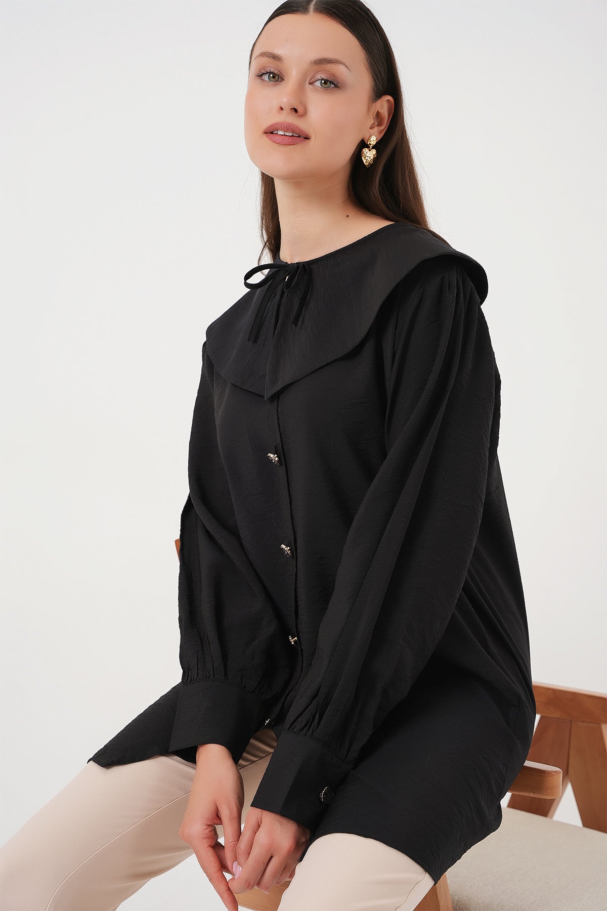 kadin bebe yaka uzun tunik 5967 - Justyol