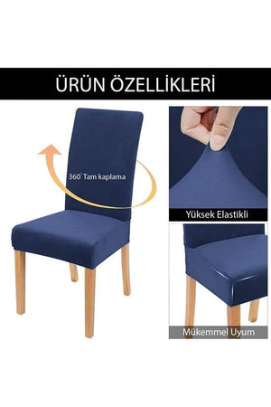kaliteli likrali kadife sandalye örtüsü sandalye kilifi mutfak sandalye örtüsü sandalye koruma 4lü - Justyol