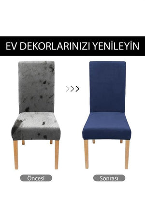 kaliteli likrali kadife sandalye örtüsü sandalye kilifi mutfak sandalye örtüsü sandalye koruma 4lü - Justyol