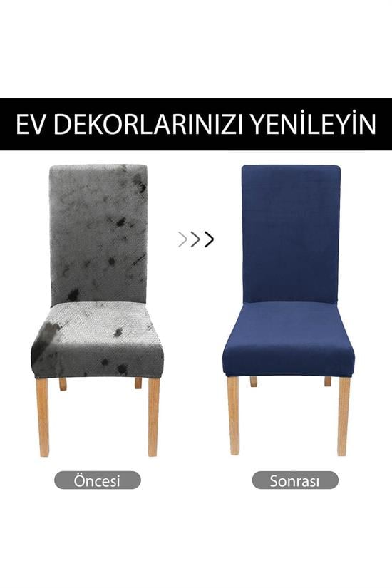 kaliteli likrali kadife sandalye örtüsü sandalye kilifi mutfak sandalye örtüsü sandalye koruma 4lü - Justyol