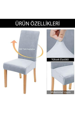 kaliteli likrali kadife sandalye örtüsü sandalye kilifi mutfak sandalye örtüsü sandalye koruma 4lü - Justyol