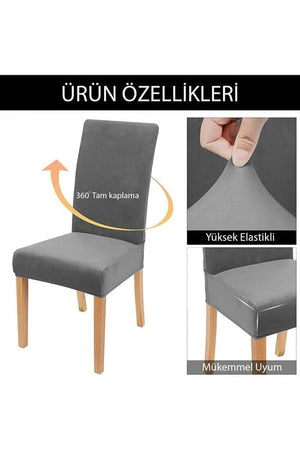 kaliteli likrali kadife sandalye örtüsü sandalye kilifi mutfak sandalye örtüsü sandalye koruma 4lü - Justyol