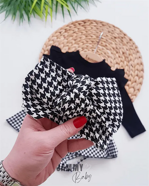 plaid pattern shoulder ruffle bandana bodysuit dress set - ekru - Justyol