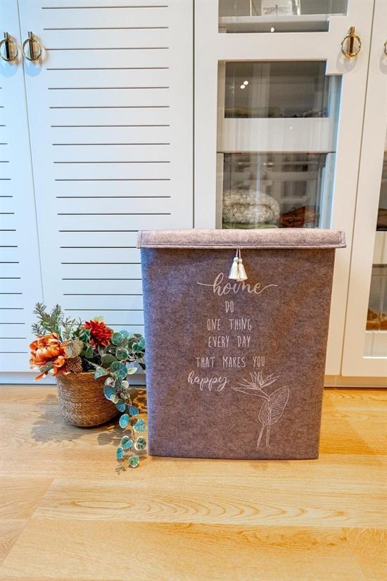 keçe kapakli kirli çamaşir sepeti - çok amaçli saklama kutusu 55x40x30 cm mega hurç - Justyol