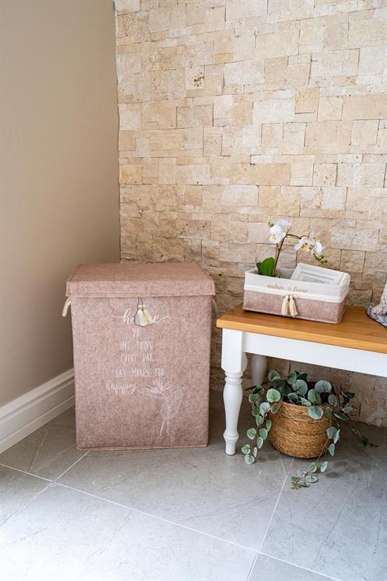 keçe kapakli kirli çamaşir sepeti - çok amaçli saklama kutusu 55x40x30 cm mega hurç - Justyol