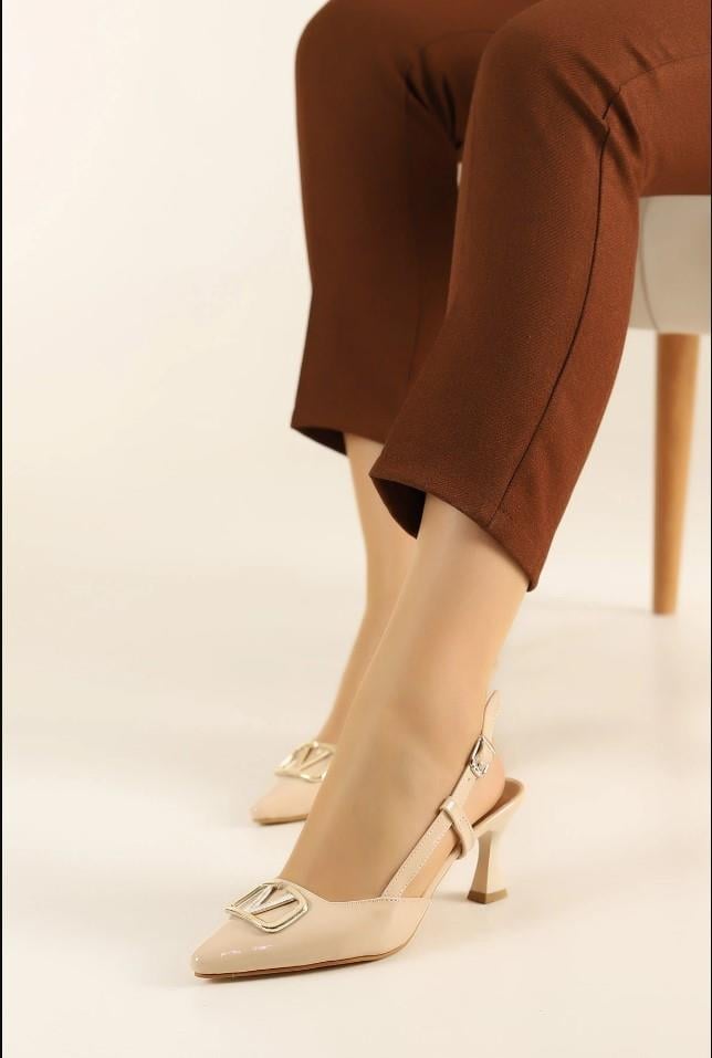 kemer detay bilek bağli kadin topuklu ayakkabi v toka detayli stiletto 7 cm topuk boyu - Justyol