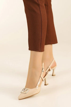 kemer detay bilek bağli kadin topuklu ayakkabi v toka detayli stiletto 7 cm topuk boyu - Justyol