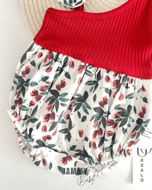 şal desen tek omuz xl bandanali romper set - saks - Justyol