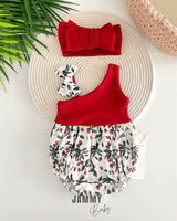 şal desen tek omuz xl bandanali romper set - saks - Justyol