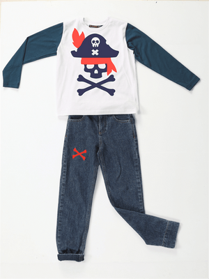 korsan denim pantolon + t-shirt takim - Justyol
