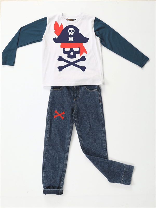 korsan denim pantolon + t-shirt takim - Justyol