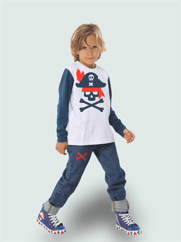 korsan denim pantolon + t-shirt takim - Justyol